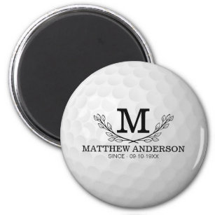 Personalized Golf Ball Pattern Name Monogram Age Magnet