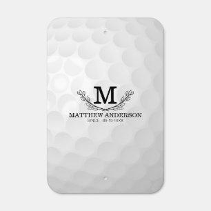 Personalized Golf Ball Pattern Name Monogram Age Metal Sign