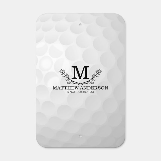 Personalized Golf Ball Pattern Name Monogram Age Metal Sign (Front)