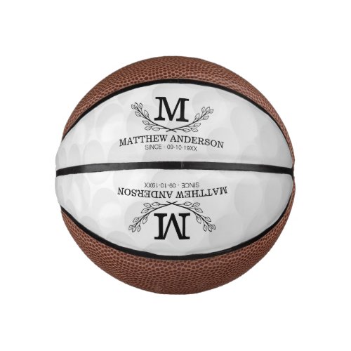 Personalized Golf Ball Pattern Name Monogram Age Mini Basketball