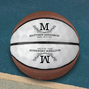 Personalized Golf Ball Pattern Name Monogram Age Mini Basketball