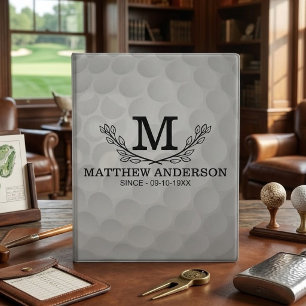 Personalized Golf Ball Pattern Name Monogram Age Mini Binder