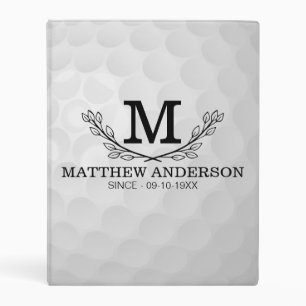 Personalized Golf Ball Pattern Name Monogram Age Mini Binder