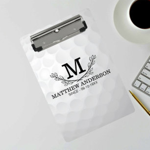 Personalized Golf Ball Pattern Name Monogram Age Mini Clipboard