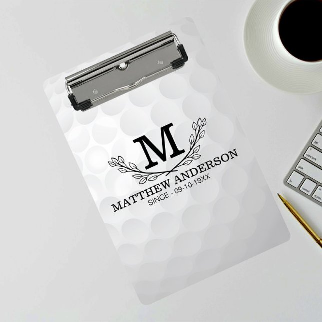 Personalized Golf Ball Pattern Name Monogram Age Mini Clipboard (Creator Uploaded)