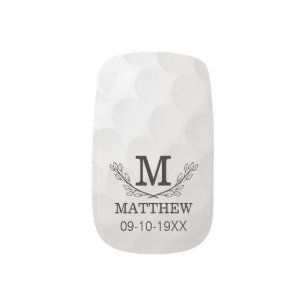 Personalized Golf Ball Pattern Name Monogram Age Minx Nail Art