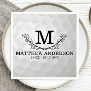 Personalized Golf Ball Pattern Name Monogram Age Napkins