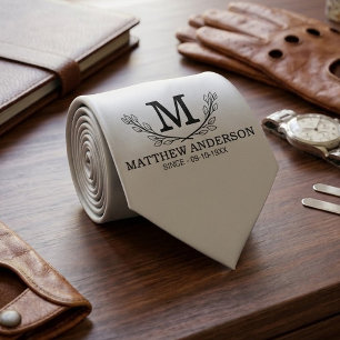 Personalized Golf Ball Pattern Name Monogram Age Neck Tie