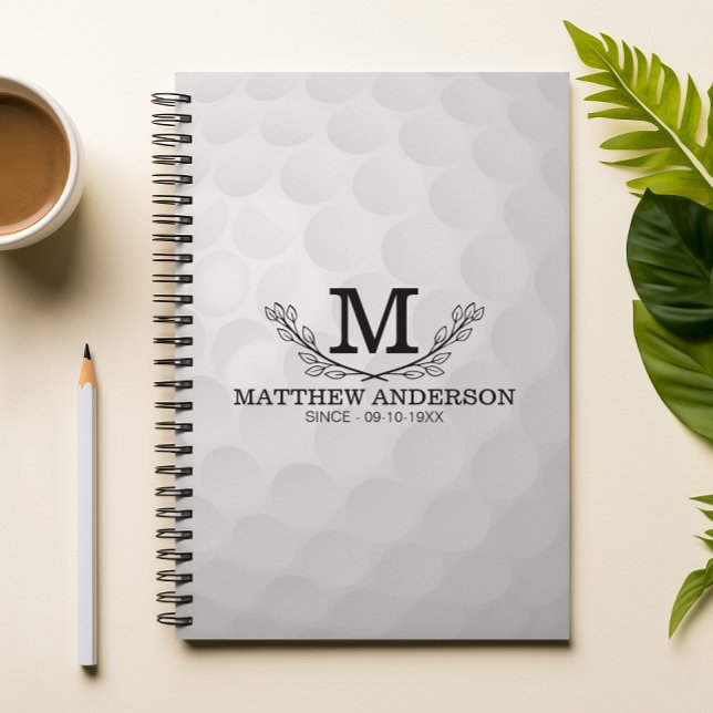Personalized Golf Ball Pattern Name Monogram Age Notebook (Creator Uploaded)