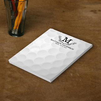 Personalized Golf Ball Pattern Name Monogram Age Notepad