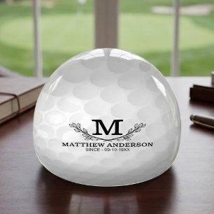 Personalized Golf Ball Pattern Name Monogram Age Paperweight