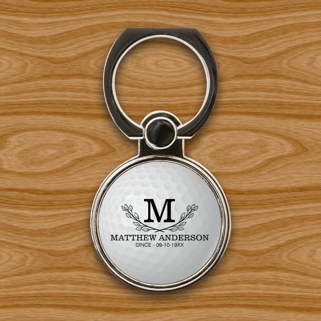 Personalized Golf Ball Pattern Name Monogram Age Phone Ring Stand (Creator Uploaded)