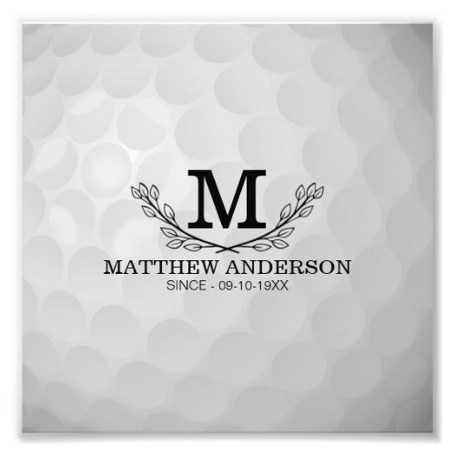 Personalized Golf Ball Pattern Name Monogram Age Photo Print