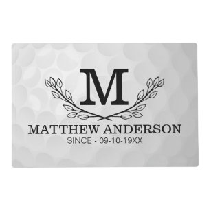 Personalized Golf Ball Pattern Name Monogram Age Placemat