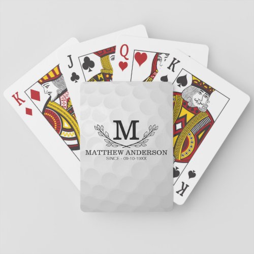 Personalized Golf Ball Pattern Name Monogram Age Playing Cards