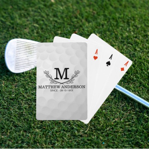 Personalized Golf Ball Pattern Name Monogram Age Poker Cards