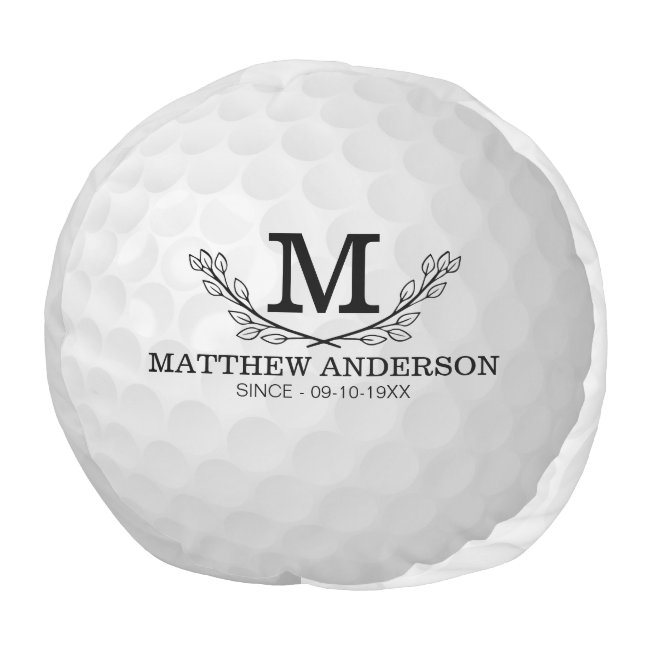 Personalized Golf Ball Pattern Name Monogram Age Pouf