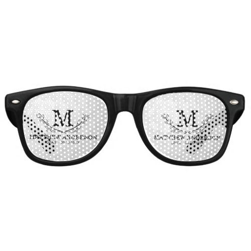 Personalized Golf Ball Pattern Name Monogram Age Retro Sunglasses