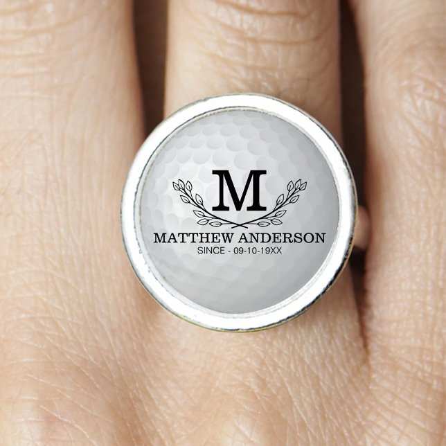 Personalized Golf Ball Pattern Name Monogram Age Ring (Creator Uploaded)
