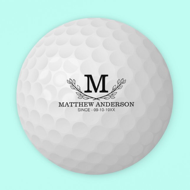 Personalized Golf Ball Pattern Name Monogram Age Round Paper Coaster (Creator Uploaded)
