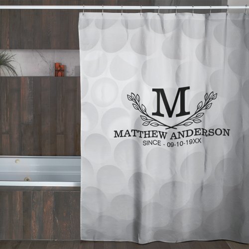 Personalized Golf Ball Pattern Name Monogram Age Shower Curtain