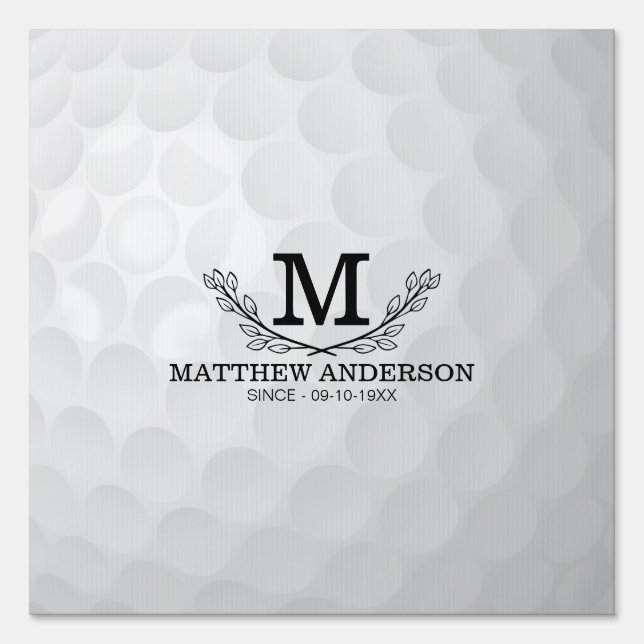 Personalized Golf Ball Pattern Name Monogram Age Sign (Front)