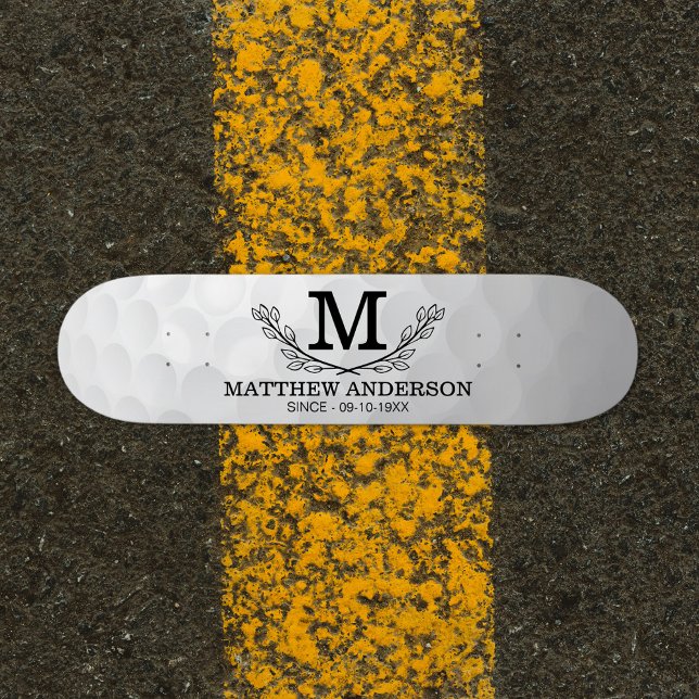 Personalized Golf Ball Pattern Name Monogram Age Skateboard (Creator Uploaded)