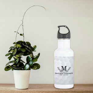 Personalized Golf Ball Pattern Name Monogram Age Stainless Steel Water Bottle