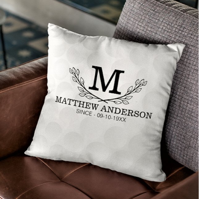 Personalized Golf Ball Pattern Name Monogram Age Throw Pillow (Creator Uploaded)