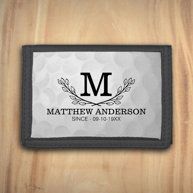 Personalized Golf Ball Pattern Name Monogram Age Tri-fold Wallet (Creator Uploaded)