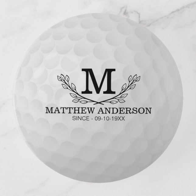 Personalized Golf Ball Pattern Name Monogram Age Trinket Tray (Front)