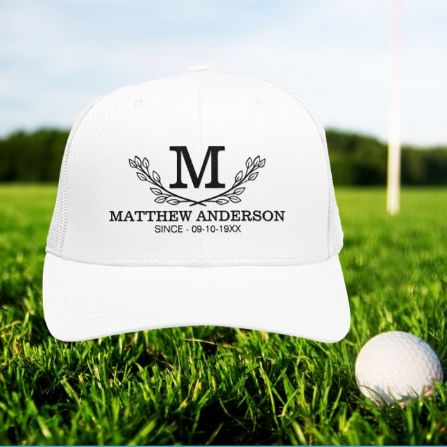 Personalized Golf Ball Pattern Name Monogram Age Trucker Hat (Creator Uploaded)