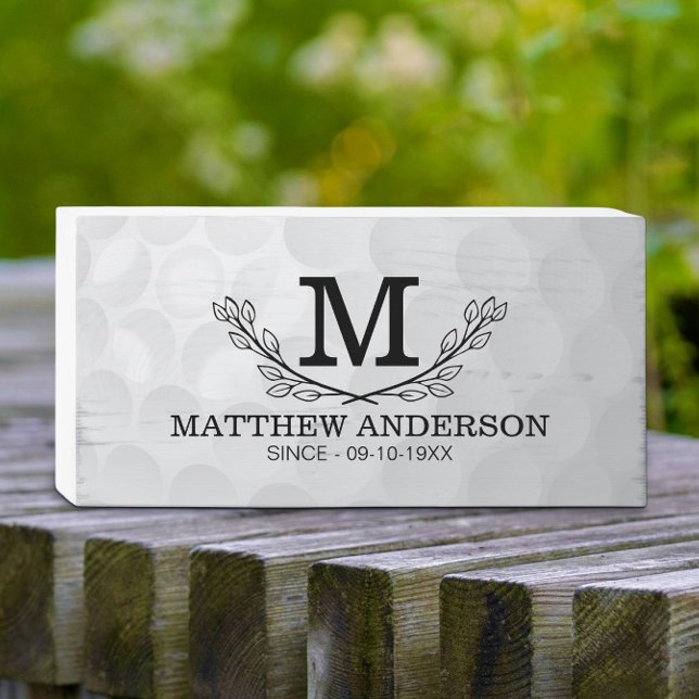 Personalized Golf Ball Pattern Name Monogram Age Wooden Box Sign (Creator Uploaded)