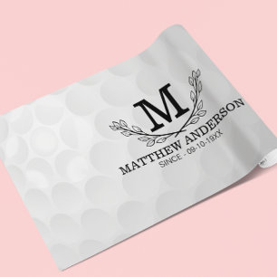 Personalized Golf Ball Pattern Name Monogram Age Wrapping Paper