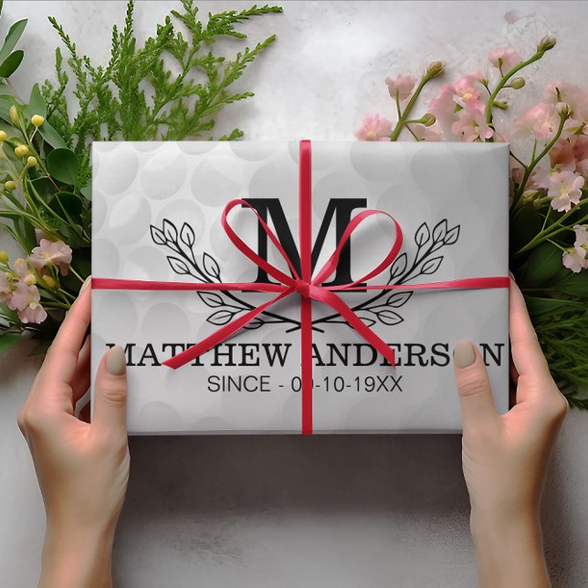 Personalized Golf Ball Pattern Name Monogram Age Wrapping Paper Sheets (Creator Uploaded)