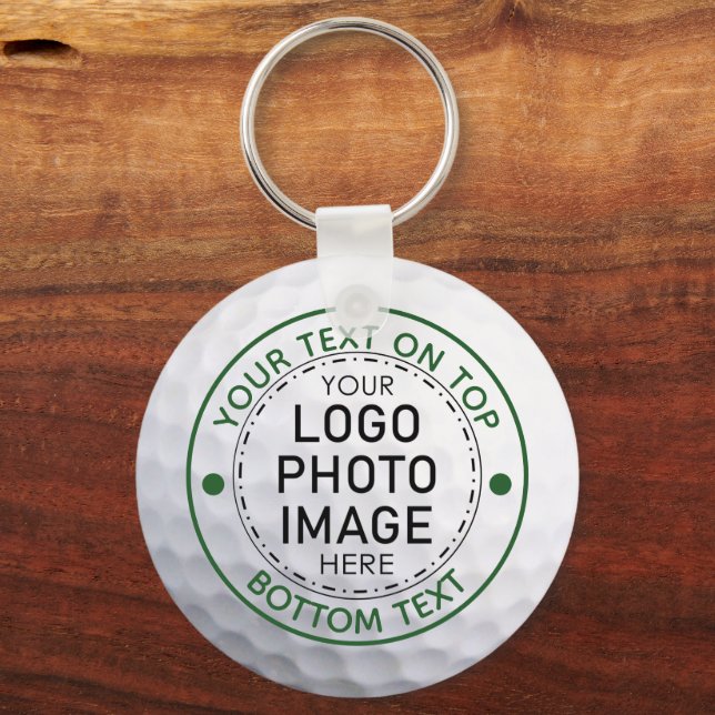 Personalized Golf Ball Photo Logo Custom Keychain (Front)