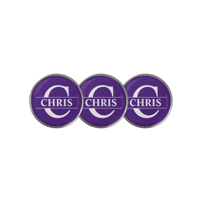 Personalized Golf Ball - Purple Golf Ball Marker (3 Up)