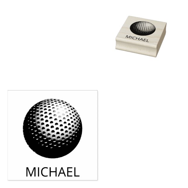 Personalized Golf Ball  Rubber Stamp (Stamped)