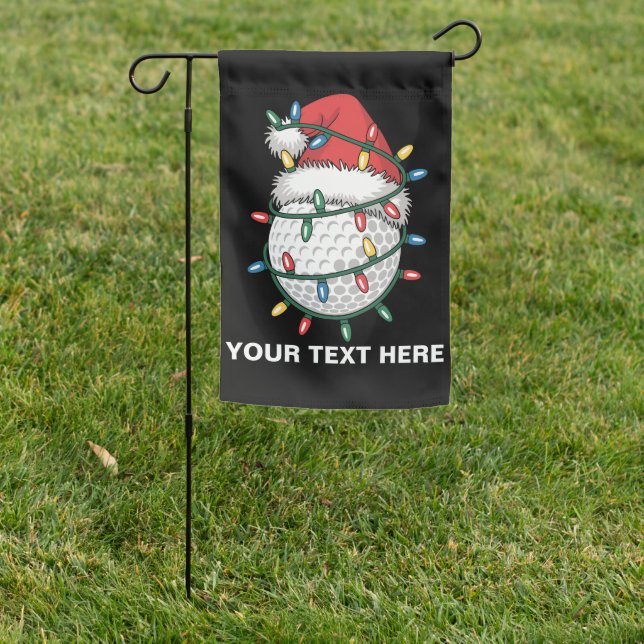 Personalized Golf Ball Santa Hat Christmas Lights Garden Flag (In SItu)