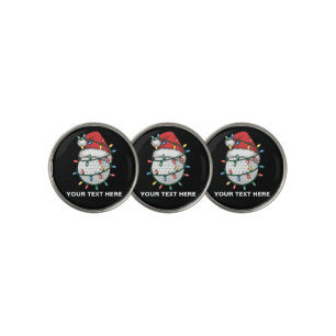 Personalized Golf Ball Santa Hat Christmas Lights Golf Ball Marker
