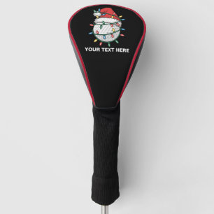 Personalized Golf Ball Santa Hat Christmas Lights Head Cover