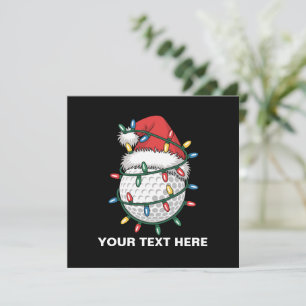 Personalized Golf Ball Santa Hat Christmas Lights Holiday Card