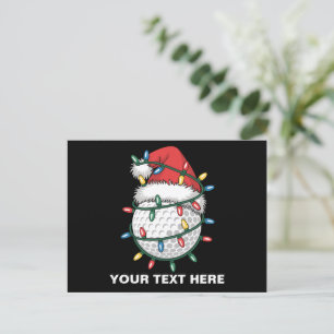 Personalized Golf Ball Santa Hat Christmas Lights Holiday Postcard