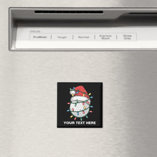 Personalized Golf Ball Santa Hat Christmas Lights Magnet