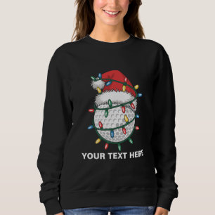 Personalized Golf Ball Santa Hat Christmas Lights Sweatshirt