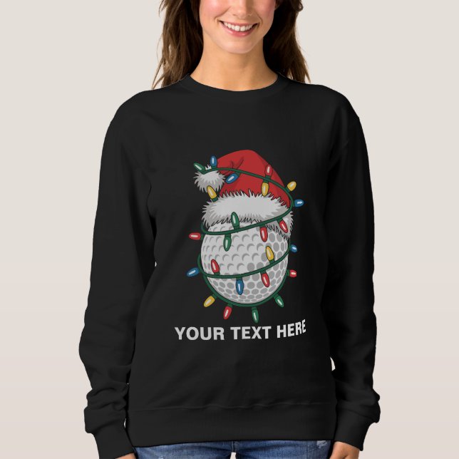 Personalized Golf Ball Santa Hat Christmas Lights Sweatshirt (Front)