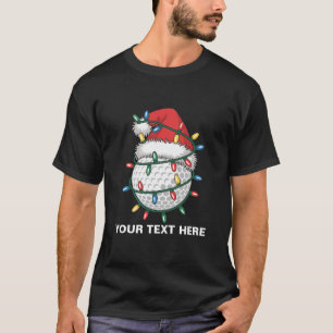 Personalized Golf Ball Santa Hat Christmas Lights T-Shirt