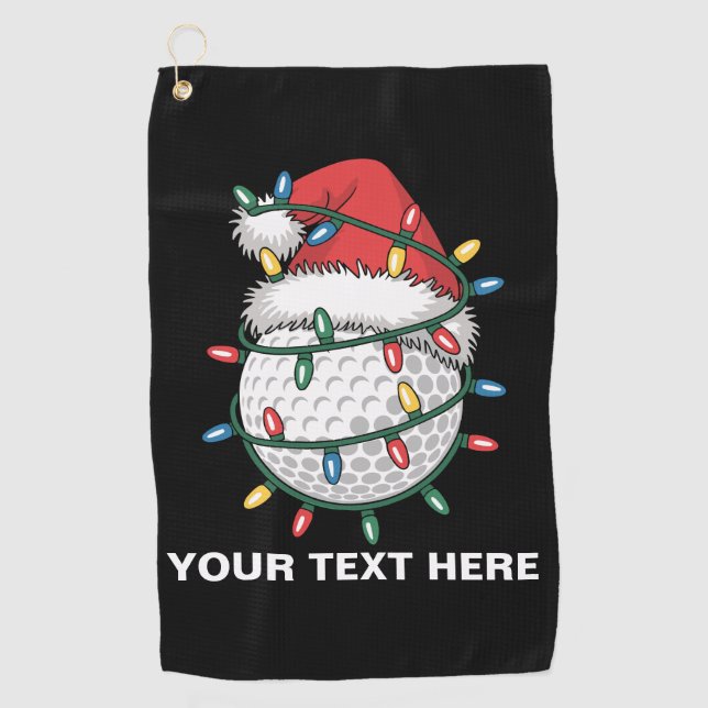 Personalized Golf Ball Santa Hat Christmas Lights Towel (Front)