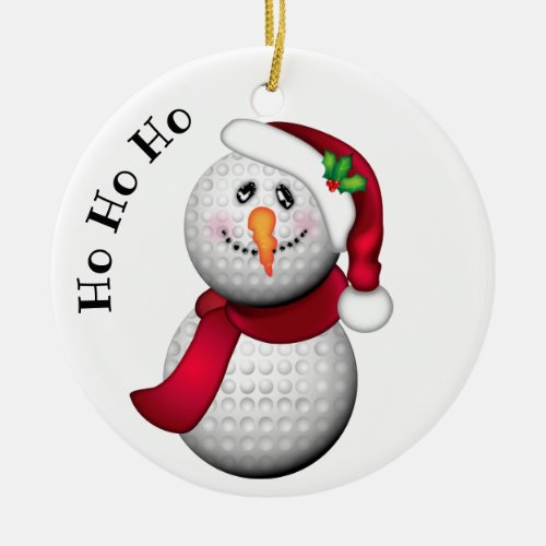 Personalized Golf Ball Snowman Santa Ceramic Ornament