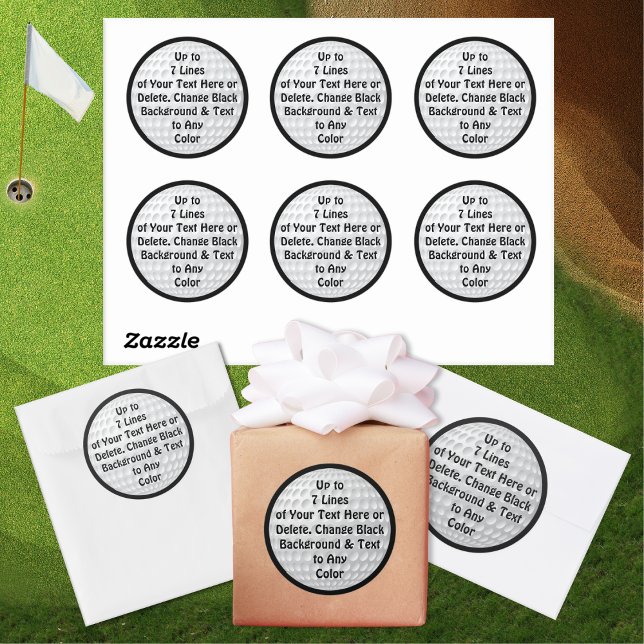 Personalized Golf Ball Stickers or Delete Text (Decorate your golf favors, table, golf gift ideas. Personalized golf stickers. Golf decorations.)